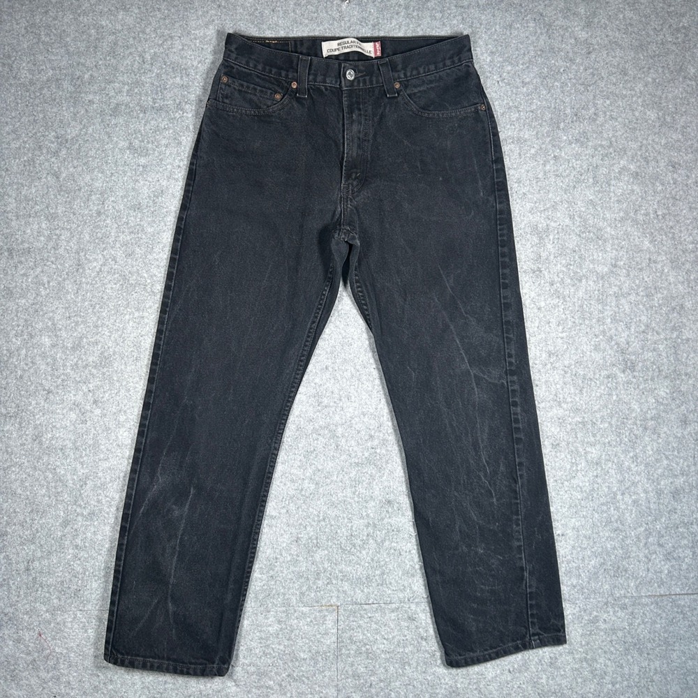 vintage Levi's 505 Denim Jeans Mens‎ 32x30 Black Straight Leg Workwear 2000s